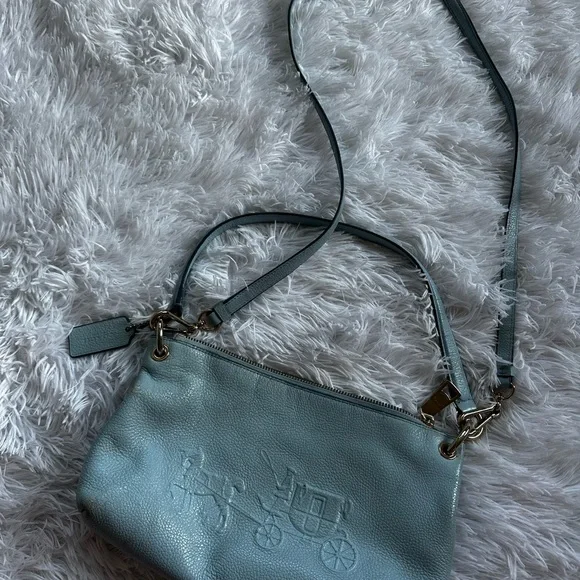 Coach Charley Embossed Horse and Carriage Pebbled Leather Crossbody Purse - Picture 1 of 9